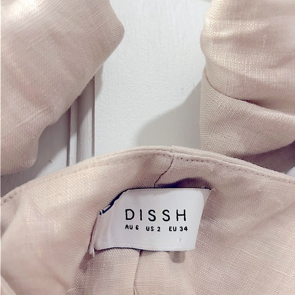 Dissh Midi Dress, linen with bow, size us 2 - Picture 6 of 7